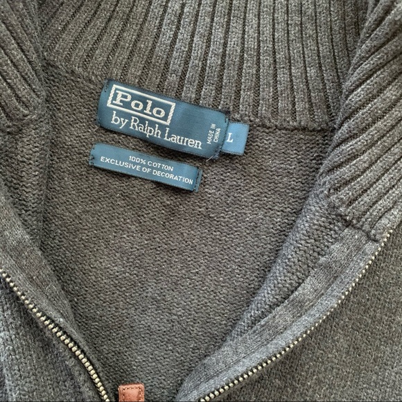 Polo by Ralph Lauren | Gray Quarter Zip Cotton Sweater Pullover - Picture 3 of 5